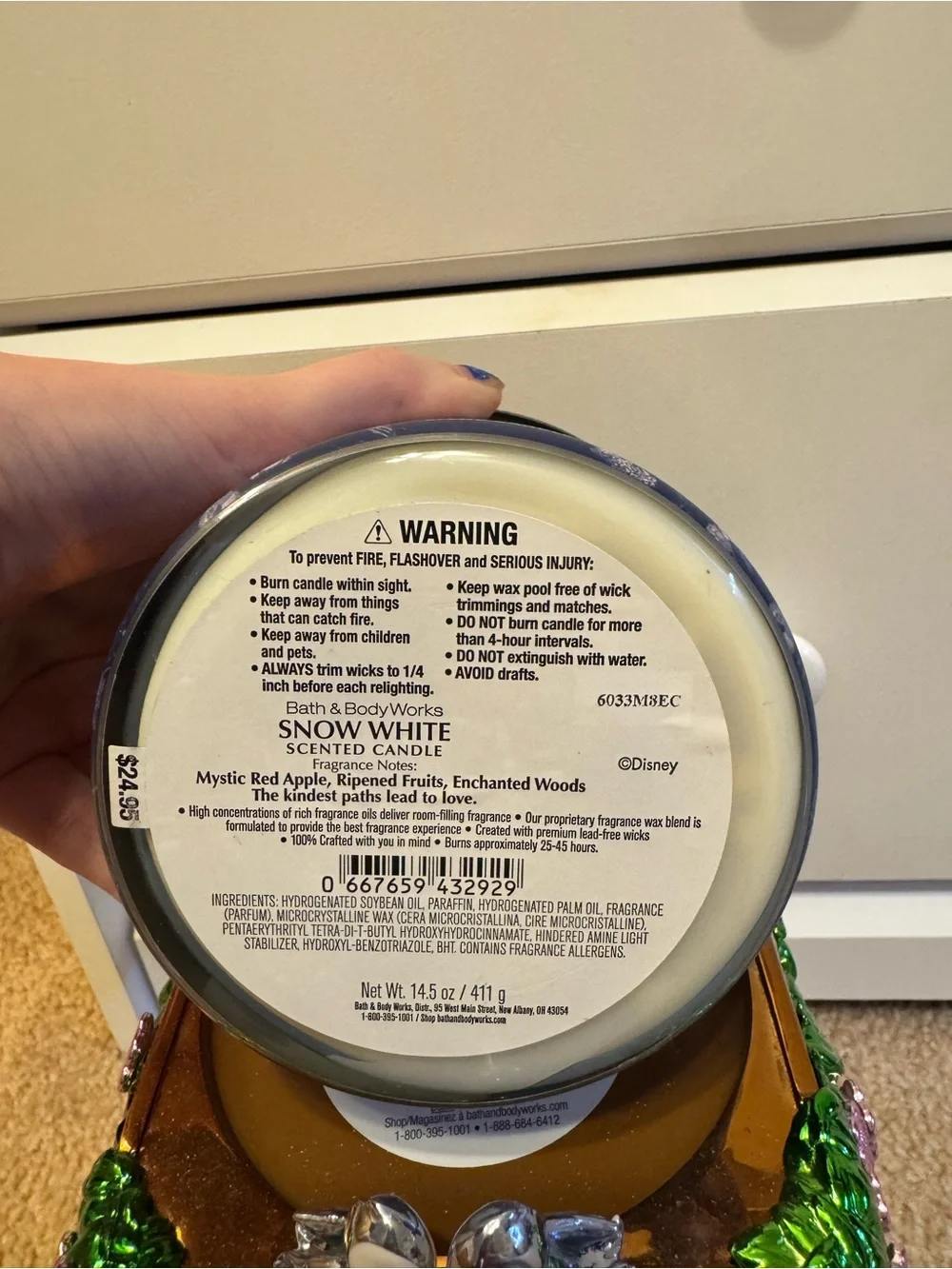 Bath and body works Snow White 3 Wick Candle